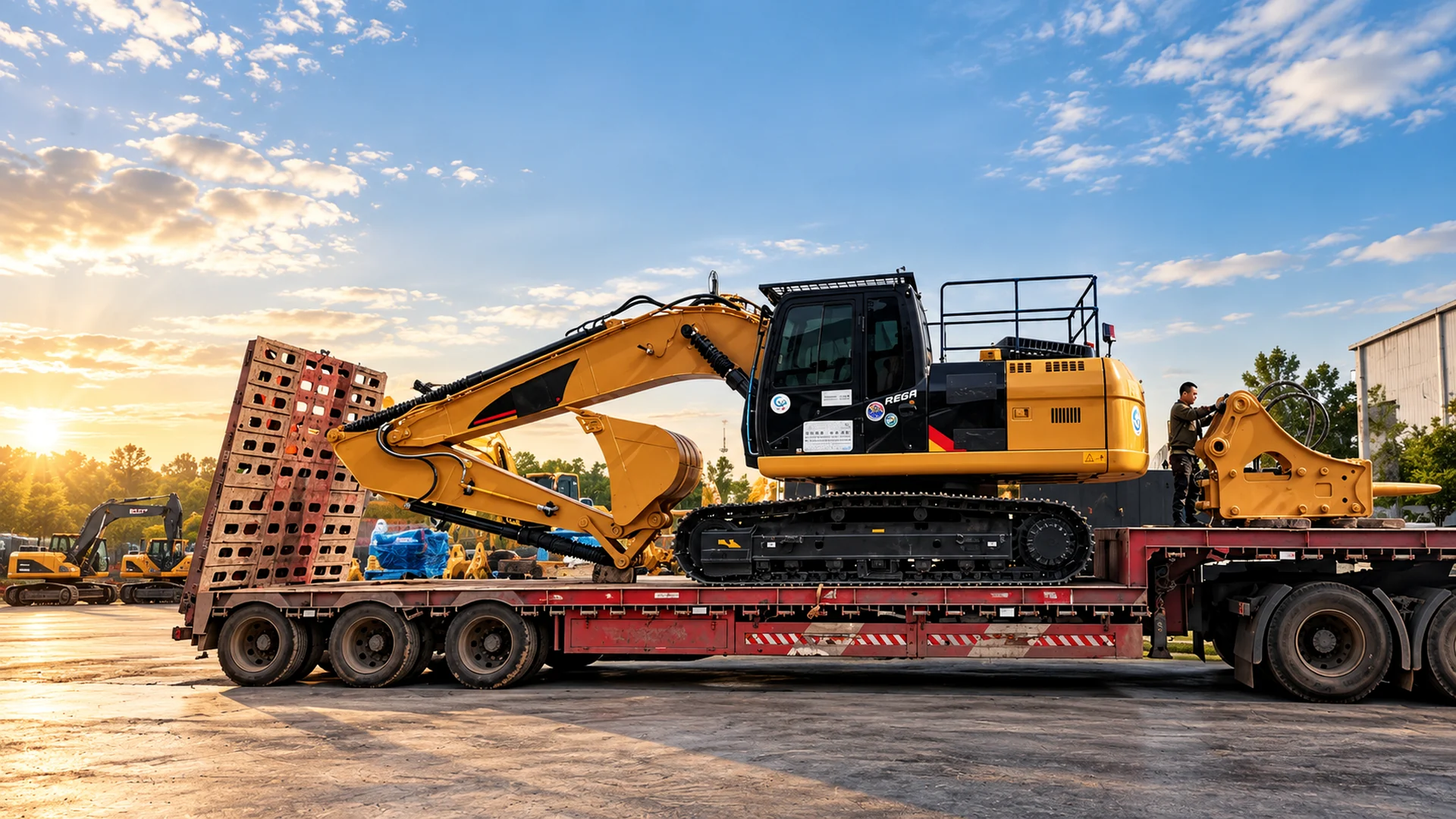 Excavator prepared for equipment rental and project deployment